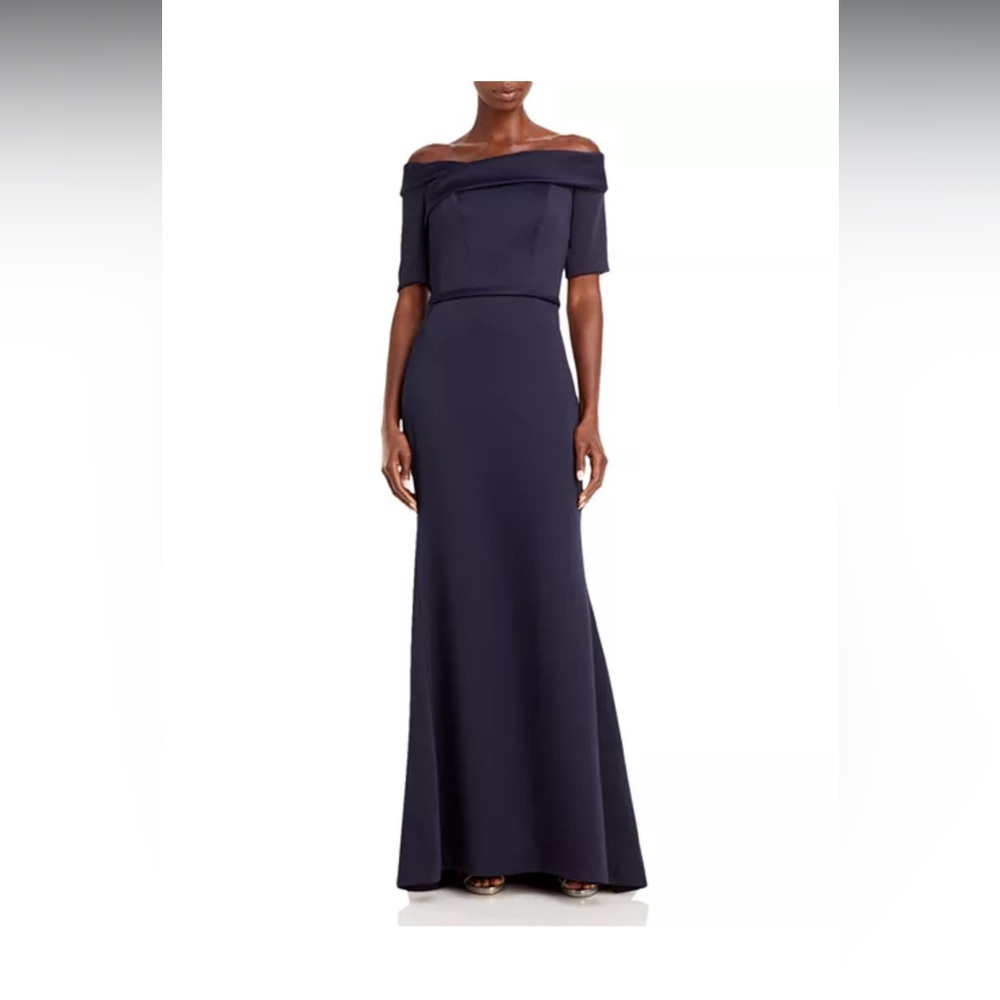 Amsale Portrait Collar Gown